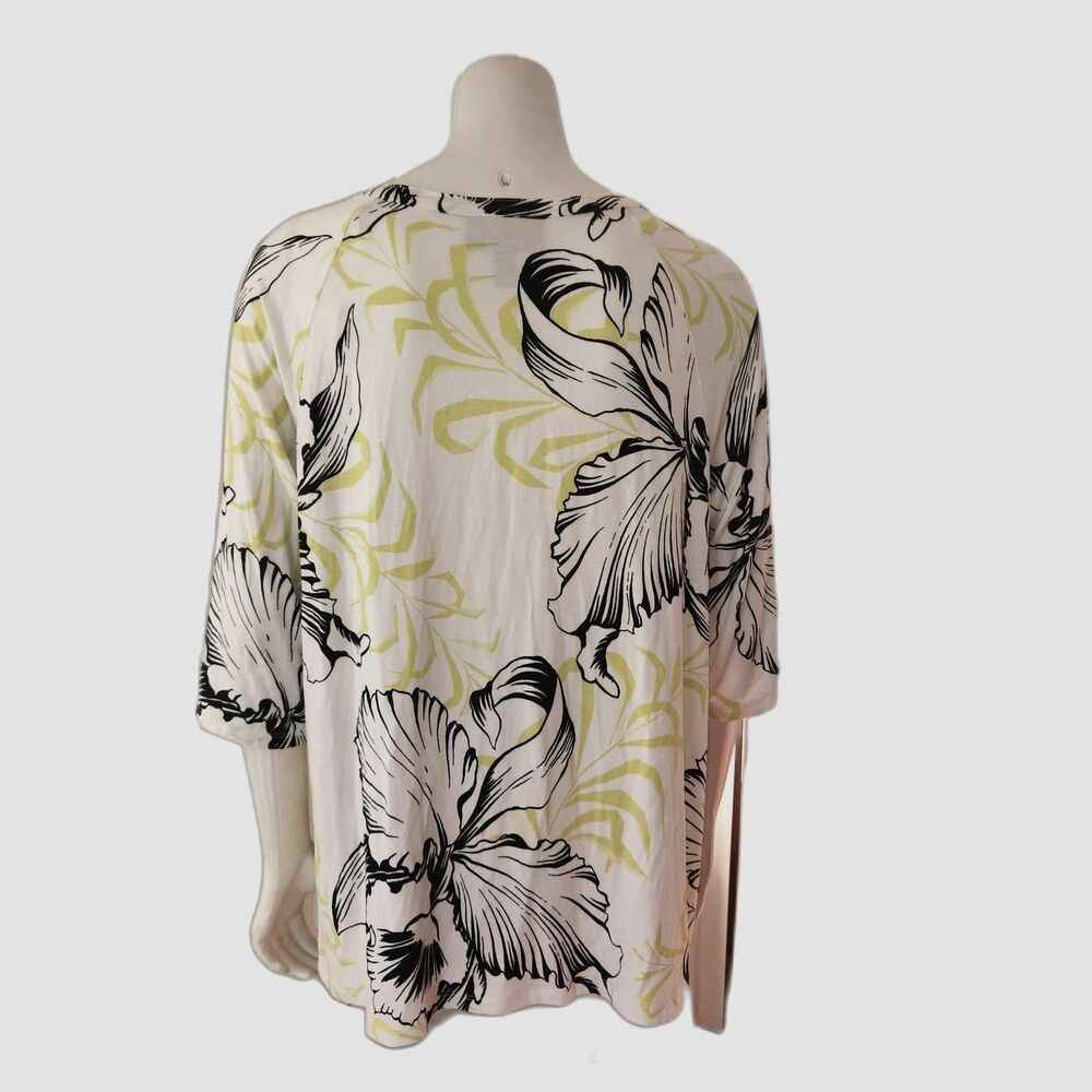 Dana Buchman Tropical Floral Loose Fitting Summer Blouse Womens Size XL - Picture 2 of 6